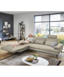 Ъглов диван с електрическа лежанка и два Премиум подглавника - Dieter Knoll PN-EM 1234, естествена кожа