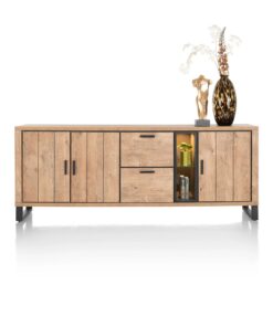 Сайдборд с 3 вратички, 2 чекмеджета и отворена част с две отделения с вградено LED - осветление - Pavarotti 46488 BRN / 230 cm