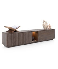 Alternative view of TV шкаф / нисък шкаф с 2 плътни вратички, 2 чекмеджета и отворена част с вградено LED - осветление - Trenton 52281 CLA / 210 cm