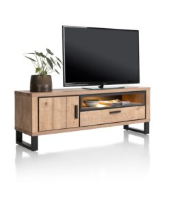 Alternative view of TV шкаф / ТВ шкаф / нисък шкаф с 1 вратичка, 1 чекмедже и 1 ниша с вградено LED-осветление - Pavarotti 46492 BRN / 150 cm