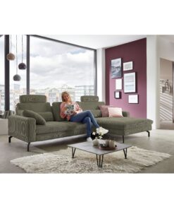 Комплект от ъглов диван с електрическа лежанка, две подвижни облегалки и два Премиум подглавника и XXL табуретка - BODENSEE 3359