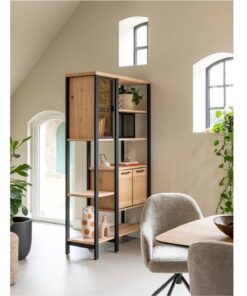 Alternative view of Разделител за стая / регал с 2 стъклени вратички, 4 плътни вратички и отворена част с 6 ниши - Ridgefield 46341 NAT / h. 200 cm