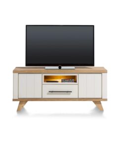 ТВ шкаф с 2 падащи вратички, 3 чекмеджета и ниша с вградено LED - осветление - Jardin 39908 WIT / 140 cm