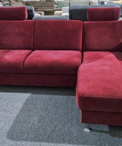 Комплект от ъглов диван с функция сън, електрическа лежанка и Премиум подглавници и табуретка-ракла ZE-EM 3330