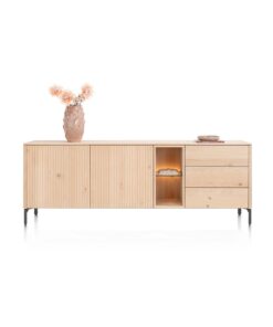 Сайдборд с 2 вратички, 2 чекмеджета и отворена част с вградено LED - осветление - Trenton 52278 NAT / 240 cm