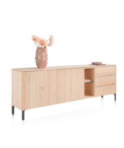 Alternative view of Сайдборд с 2 вратички, 2 чекмеджета и отворена част с вградено LED - осветление - Trenton 52278 NAT / 240 cm