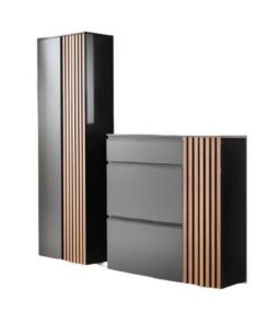 Комплект от гардероб и шкаф за обувки с оребрени панели - PUNTA 0105A