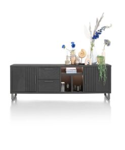 Шкаф / сайдборд с 2 вратички, 2 чекмеджета и отворена част с 3 отделения с вградено LED – осветление - Pavie 46510 CBL / 233 cm