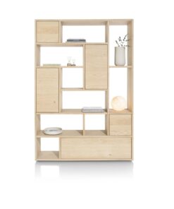 Alternative view of Разделител за стая / регал с 4 вратички / 1 чекмедже и отворена част с 8 ниши - LUGANA 51856 NAT / h. 216 cm