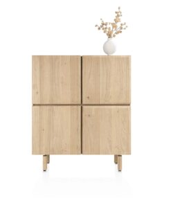 Alternative view of Висок шкаф с четири плътни вратички и две вътрешни чекмеджета / дървени крака - Azulo 52037 NSA / h. 140 cm