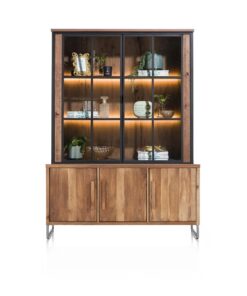 Витрина с 2 стъклени вратички с вградено LED осветление и 3 плътни вратички - HABUFA / h. 210 cm