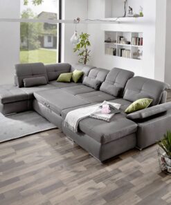 П – образен диван с четири подвижни облегалки, регулируеми подглавници и ракла – MM-MP 3343