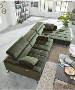 Комплект от ъглов диван с три регулируеми подглавника и XXL табуретка- HUKLA INTERLIVING 3323