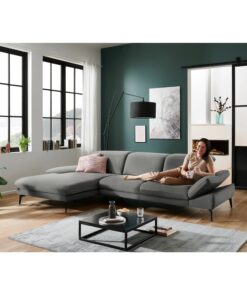 Комплект от ъглов диван с две подвижни облегалки, три регулируеми подглавника и ракла и XXL табуретка - ракла - BREMEN 3566