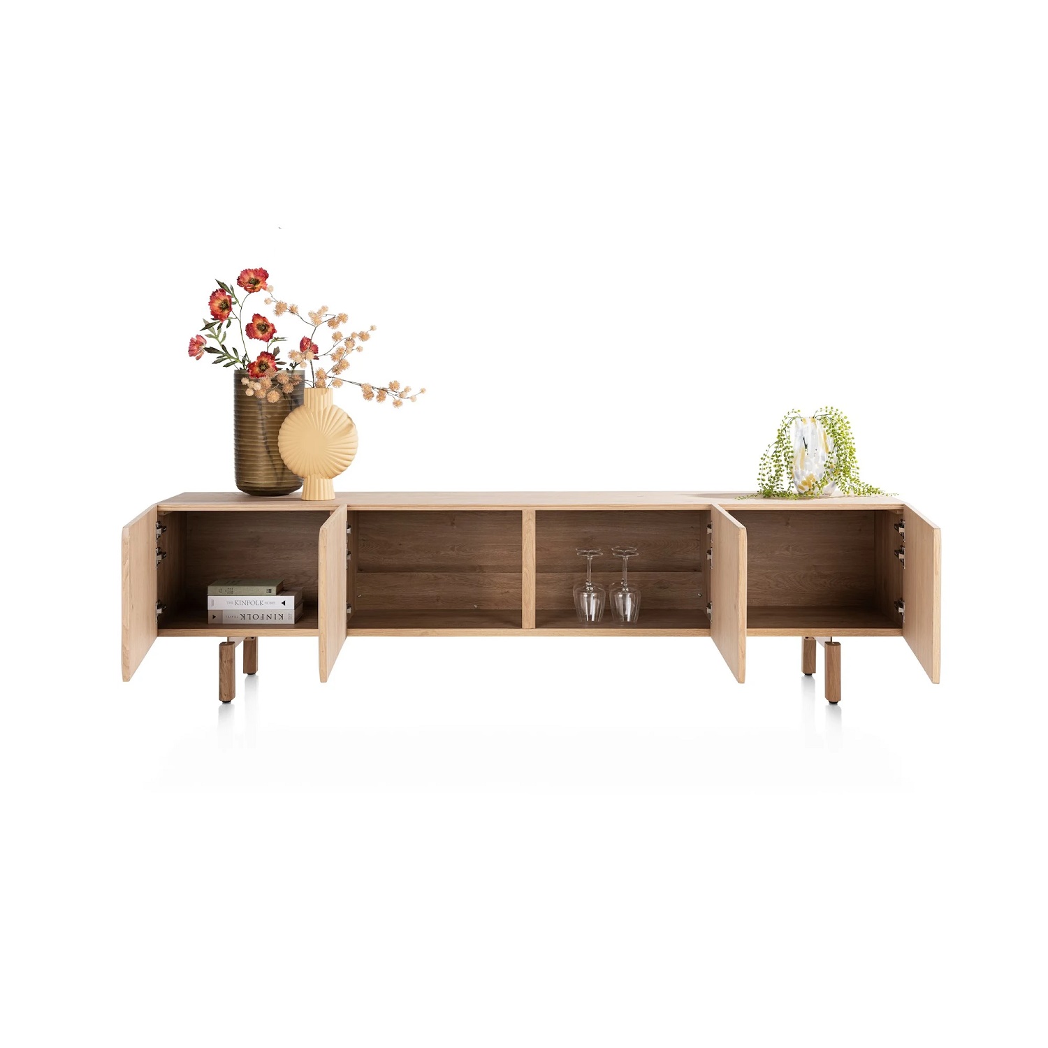 Сайдборд с четири плътни вратички и дървени крака - Azulo 52025 NSA / 230 cm - Image 3
