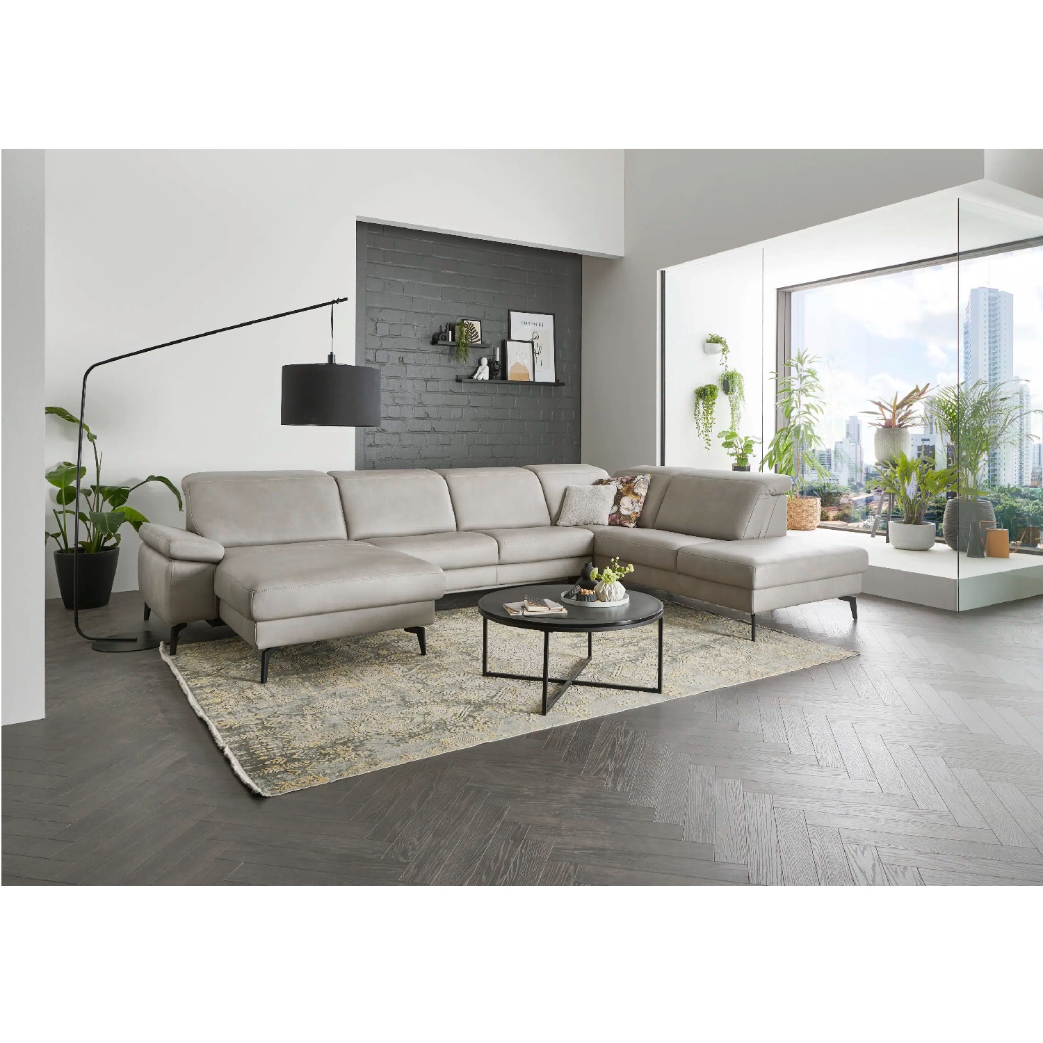 П - образен диван с електрическа лежанка и шест регулируеми подглавника - HUKLA INTERLIVING LS FRESER 4567, естествена кожа - Image 3