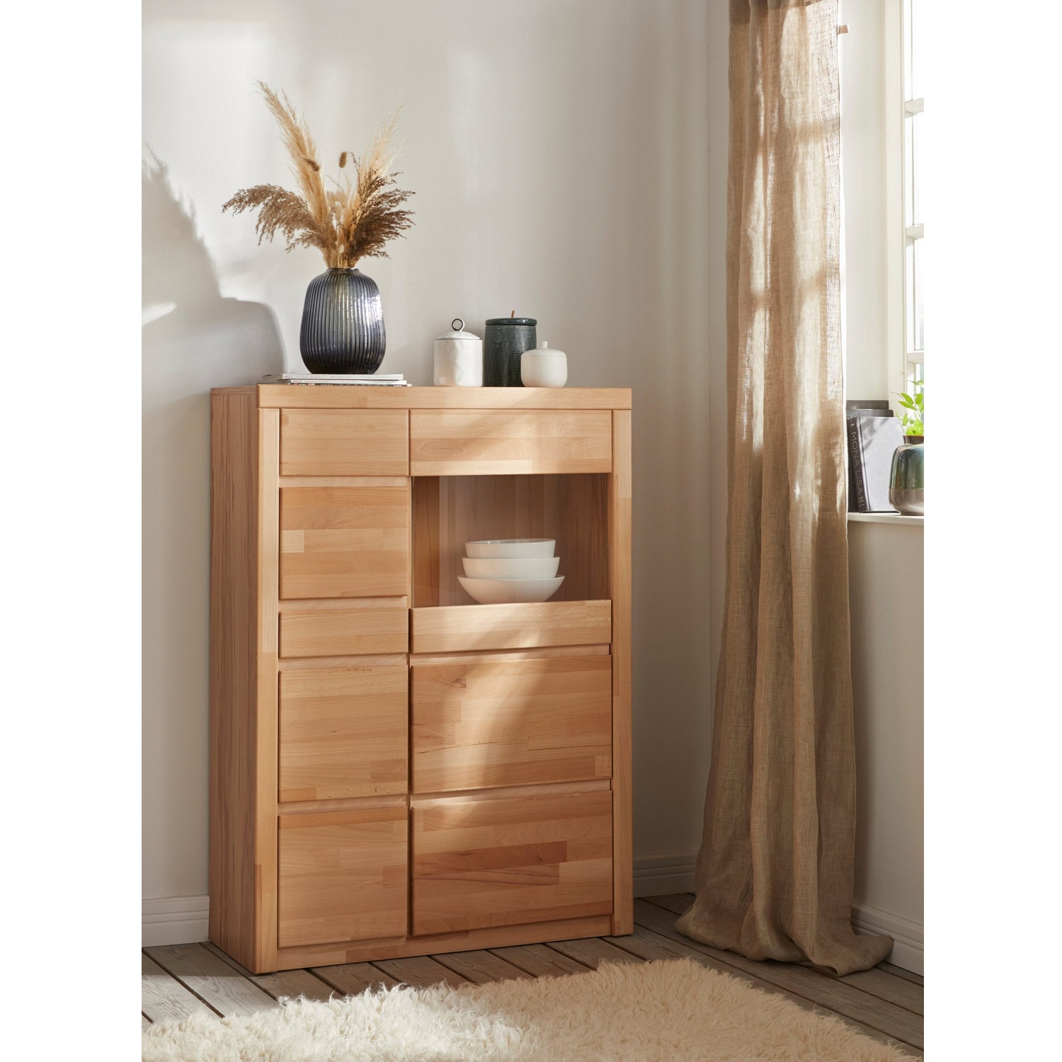 Витрина с 2 вратички / масив бук - SILKEBORG 2256 / h. 125 cm