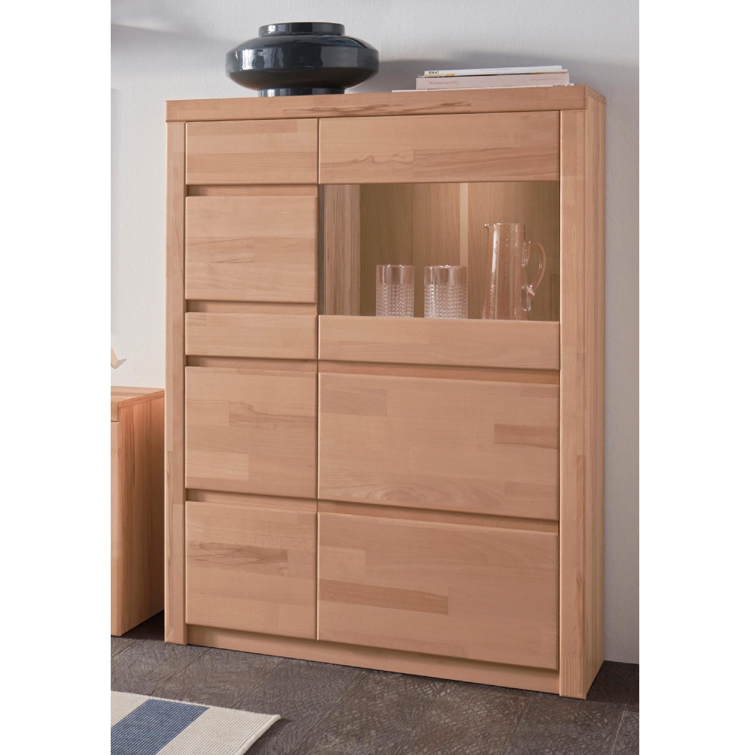 Витрина с 2 вратички / масив бук - SILKEBORG 2256 / h. 125 cm - Image 5