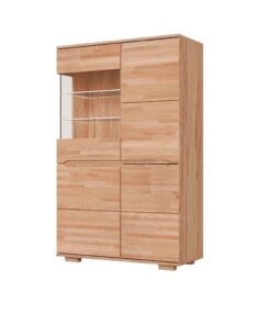 Витрина с 1 стъклена вратичка и 3 плътни вратички / масив бук - VETRO 3173 / h.145 cm